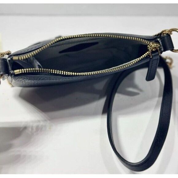 Fossil Jolie Black Gold Mini Bag Crossbody Purse Soft Genuine Leather - Picture 6 of 13